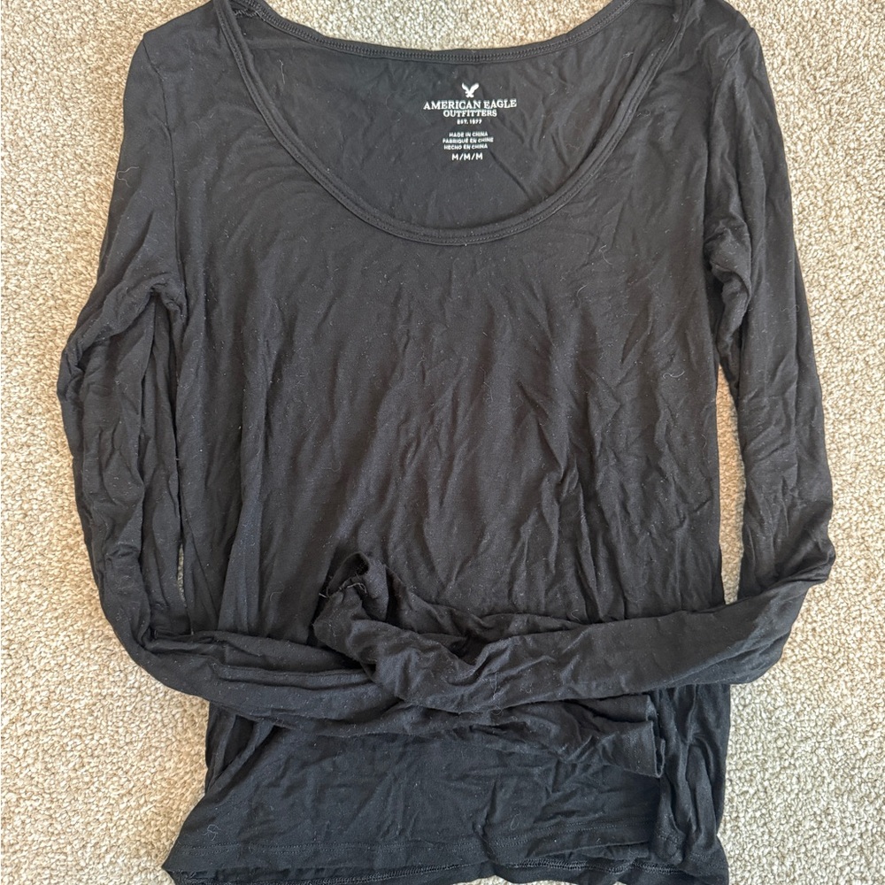 American Eagle Outfitters black Long Sleeve crop Top